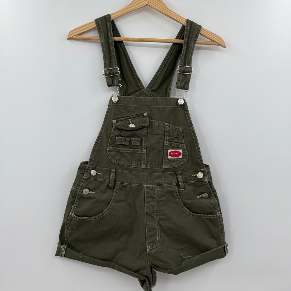 Revolt Clothing‎ Co Army Green Shortalls Utility Workwear Bib City Womens small